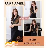 ราคา Iงานป้าย FairyAngel 1118 S XL ป้ายแท้ มี 4 ไซส์ ชุดเดรสสั้นปกสูท ลายดอก เข็มขัด (17670710462)