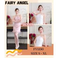 ราคา Iงานป้าย Fairyangel 1190 S XL ป้ายแท้ มี 4 ไซส์ ชุดเดรสสั้น มินิเดรสเว้าไหล่ แต่งขนนก (22768667559)