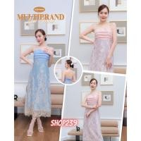 ราคา Iงานป้าย Multibrand 90006 S XL ป้ายแท้ มี 4 ไซส์ เดรสยาวสายเดี่ยวลูกไม้ โบว์ติดผม (23053717780)