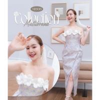 ราคา Iงานป้าย Multibrand 5015 S XL ป้ายแท้ มี 4 ไซส์ เดรสยาวออกงาน เกาะอก ผ่าหน้า แต่งดอก (22236586825)