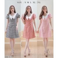ราคา S 2XL 9239 งานป้าย Dress World ชุดเดรสสั้นลายสก๊อต แขนตุ๊กตา มีโบว์กลางอก น่ารักมากๆ เลยจ้า (19012022232)