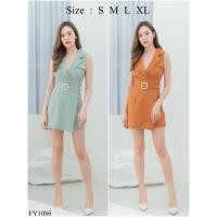 ราคา Iงานป้าย Fairyangel 1086 S XL ป้ายแท้ มี 4 ไซส์ จั๊มสูทขาสั้น ปกสูท เข็มขัด (8780114038)