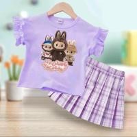 ราคา ชุดเซ็ทเด็ก2ชิ้น เสื้อแขนระบาย กระโปรงลายสก๊อตอัดพลีท (28655957851)