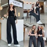 ราคา K2 Classy Pants กางเกงตะขอหน้ากระบอกกลางลายทางริ้วดำ ริ้วขาว (21669037961)