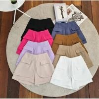 ราคา กางเกงผ้าซาร่าเนื้อหน่า สม็อคหลัง แต่งกระเป๋า (22056510549)