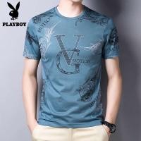 ราคา เสื้อยืดแขนสั้น คอกลม ผ้าเรยอน ระบายอากาศได้ดี พิมพ์ลายตัวอักษร Playboy แฟชั่นฤดูร้อน สําหรับผู้ชายวัยกลางคน (23226257787)