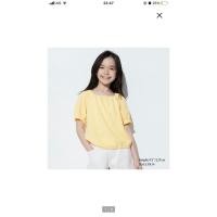 ราคา Uniqlo Top shirring volume short sleeve yellow size kids 150 (26855667926)