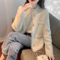 ราคา พร้อมส่งจากไทย เสื้อคลุมสไตล์ชาแนลเสื้อกันหนาวลูกไม้มุก (23861145366)