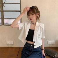 ราคา เสื้อสูทขนาดเล็กขนาดเล็กผู้หญิง 2024 ฤดูร้อนสไตล์ใหม่ออกแบบ ซอก หลวมเกาหลีรุ่นเสื้อสั้นสีขาวแขนสั้น สูท (26651224782)