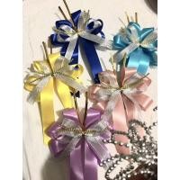 ราคา โบว์ริบบิ้นผ้าต่วน เนื้อทรายสีทอง มุกทอง ขาลวดไว้มัดกระเช้า ติดของขวัญ (5138425148)