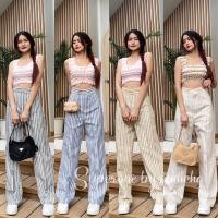 ราคา กางเกงผ้าลินินเอวสูงตะขอหน้าริ้วทรงสวยน่ารัก (21680256814)