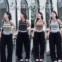 ราคา เสื้อครอปแขนกุดไหมพรมลายริ้ว (22855946232)