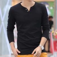 ราคา เสื้อยืดแขนยาวผู้ชาย แต่งด้วยกระดุมผ้านิ่มมากสวมใส่สบาย สินค้าพร้อมส่ง (19591294912)