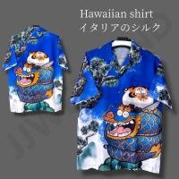ราคา เสื้อเชิ้ตแขนสั้น ทรงฮาวาย แนวลาย แมวนำโชค JJ051 (25966007969)