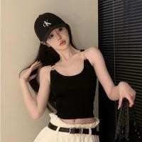 ราคา เสื้อกล้ามหญิง เสื้อผ้าแฟชั่นผู้หญิง สายเดี่ยวโลหะ สีพื้น ทรงสลิมฟิต 150244 (23646482911)