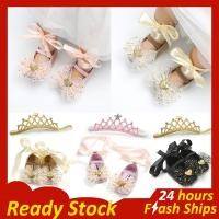 ราคา รองเท้าเจ้าหญิงสำหรับเด็กผู้หญิงทองสีชมพูมงกุฎคาดศีรษะสำหรับเด็กผู้หญิงทารกรองเท้าสำหรับเด็กผู้หญิงที่มีแถบคาดศีรษะ (12915551612)