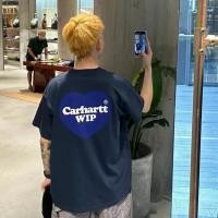 ราคา CARHARTT คาร์ฮาร์ต เช็ด 24 ฤดูร้อนผลิตภัณฑ์ใหม่หัวใจคู่ คาร์ฮาร์ต รักปักโลโก้กลับพิมพ์เสื้อยืดหลวมสําหรับผู้ชายและผู้หญิง (29905236902)