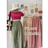 ราคา กางเกงขายาวอัดพลีท ผ้าร่องเล็ก กางเกงขายาวพรางหุ่น งานเกรดดี ผ้านิ่ม รุ่นนี้มีกระเป๋า พร้อมปรับสายที่เอวได้ (22187312013)