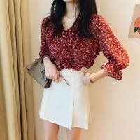 ราคา ZHUTONG เสื้อลายดอกแฟชั่นเกาหลีเสื้อชีฟองแขนยาวผู้หญิง (7079458717)