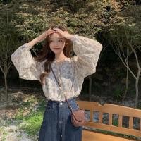 ราคา ZHU TONG ป๊อปเกาหลี เสื้อเชิ้ตชีฟองแขนยาวคอวีลายดอกไม้สไตล์เกาหลีเสื้อแฟชั่นเนื้อผ้าสบายระบายอากาศได้ดี (9710721484)
