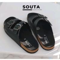 ราคา Souta รองเท้าแตะวินเทจ สไตล์ไบเก้น รุ่นดำล้วน minimal ลด1ไซส์ (23120128153)