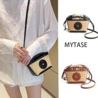 ราคา MYTASTE คุ้กกี้ดึงเชือกฟางถักกระเช้าผักกระเป๋า คุกกี้ หนังแท้ กระเป๋า ถัง ถือ ถัง ถุงผู้หญิง (28907785400)