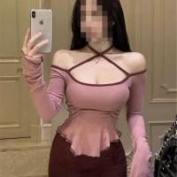 ราคา เสื้อปาดไหล่แขนตุ๊กตา เสื้อปาดไหล่ข้างเดียว ไขมัน mm300 จิน Plus Size Pure Lust Babes Irregular Off the Shoulder เสื้อยืดแขนยาวผู้หญิงฤดูใบไม้ร่วง Slim Slim Slim Top Tide (29056891919)