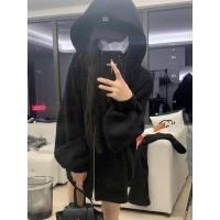 ราคา เสื้อกันหนาวไซส์ใหญ่ เสื้อกันหวาน สไตล์อเมริกันสวมใส่เสื้อสเวตเตอร์บางพลัสไซส์ผู้หญิงฤดูใบไม้ผลิและฤดูใบไม้ร่วงขนาดใหญ่หลวมเครื่องแบบเบสบอลมีฮู้ดซิปขึ้นเสื้อคาร์ดิแกน (28456879886)