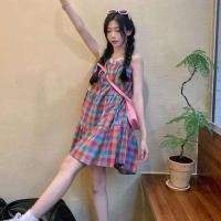 ราคา ชุดไปทะเลสาวอวบ ชุดไปทะเล สายรุ้งลายสก๊อตชุดผู้หญิง chadopamine ชุด Dali seaside resort beach vest skirt (26857526308)