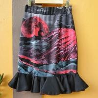 ราคา กระโปรงทรงเอ สีดำลายกราฟฟิค S งานป้าย AREEYA (23876624126)