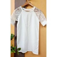 ราคา เดรสสีขาว แขนสั้น แต่งลูกไม้ที่แขน อก 34 นิ้ว (27851222225)
