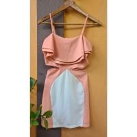 ราคา เดรสสีส้มอ่อน สีพีช ตั้นเว้าเอว สายเดี่ยว อกมีระบาย (25427255074)