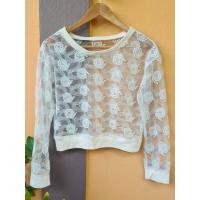 ราคา เสื้อครอปแขนยาว ฉลุลายดอกไม้ สีขาว ลูกไม้ (24469673065)