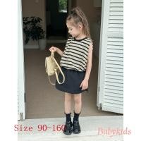ราคา Babykids ชุดเซ็ทเด็กผู้หญิง เสื้อยืดเด็กผู้หญิงลายทาง กระโปรงสีดำ (25232692973)