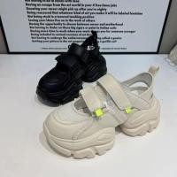 ราคา รองเท้าแตะ Velcro ส้นหนา Toe Covered รองเท้าแตะตาข่ายรองเท้าส้นสูง 7 8 ซม ยางหุ้มนิ้วเท้ารองเท้าผู้หญิง (26106023581)