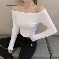 ราคา พร้อมส่งจากกทมเสื้อครอปหญิง สีดำเซ็กซี่เปิดไหล่เสื้อยืดแขนยาว ไหล่เดียเเสื้อยืดปาดไหล่ สไตล์ยุโรปและอเมริกา ทรงเข้ารูป (26200007427)