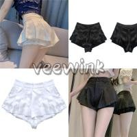 ราคา Veewink กระโปรงกางเกงขาสั้นลูกไม้ทรงเอ เกงขาผู้หญิงสีขาวเอวสูงใส่สบายสีดำ (27401383660)