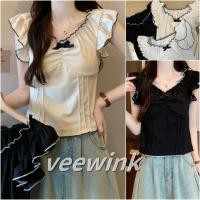 ราคา Veewink เสื้อยืดโบว์ ผูกอก แต่งลูกไม้ (28953055083)
