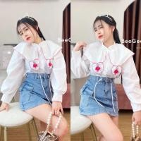 ราคา mayylody เสื้อลูกไม้ แขนยาวคอปก ปักหัวใจเกร๋ๆมุมปก เสื้อสีขาว เสื้อน่ารัก (16794843475)
