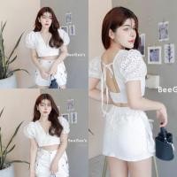 ราคา mayylody เสื้อลูกไม้ เสื้อครอป สีขาวปักฉลุลายแน่น ลุคน่ารักสุดๆๆ เสื้อปักฉลุสีขาว ครอป เสื้อน่ารัก (19980608399)