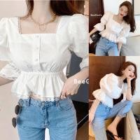 ราคา mayylody เสื้อลูกไม้ สีขาว คอเหลี่ยมแขนตุ๊กตาแต่งชายระบายลูกไม้ น่ารักคิ้วๆ (20521857470)