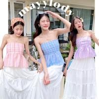 ราคา mayylody เสื้อเกาะอก ลายสก็อตแดง สไตล์เกาหลี น่ารัก so cute เสื้อเกาะอก (25030587891)