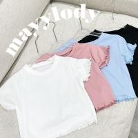 ราคา mayylody Rose crop เสื้อยืด ครอปคอกลมแขนขอบหยัก น่ารัก so cute ครอปท็อป เสื้อครอป (26601864129)