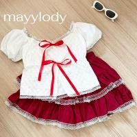 ราคา mayylody ขายเเยกชิ้น เสื้อครอปท็อป ฉลุลูกไม้ทั้งตัว ติดริบบิ้นแดง สไตล์เกาหลีน่ารักสุดๆ มาเเรงที่สุดในตอนนี้ (24005256255)