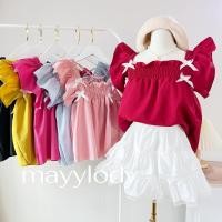 ราคา mayylody เสื้อครอป สไตล์สาวเวียดนาม คอเหลี่ยมระบายแขนติดโบว์น่ารักปุ๊กปิ๊ก ลุคคุณหนูน่ารัก สวยหวานเกาหลีเกาใจสุดๆๆๆ (25552428736)