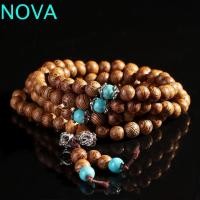 ราคา สร้อยข้อมือ โนวา กําไลข้อมือหิน 108 ลูกปัดทิเบตลูกประคําสีเขียวขุ่น (26207962444)