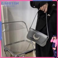ราคา กระเป๋าเก็บของ GISHIYIN กระเป๋าสะพายข้าง PU ความจุสูง กระเป๋าสะพายสีเงิน (27207989590)