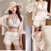 ราคา Set 3 ชิ้น เสื้อถักผูกคอถักไหมพรม กางเกงถัก เสื้อคลุม มีบริการเก็บเงินปลายทาง (21201258107)