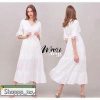 ราคา สินค้าใหม่ค่ะ แม๊กซี่เดรสยาวสีขาว ชุดเดรสสไตล์โบฮีเมี่ยน (19371427369)