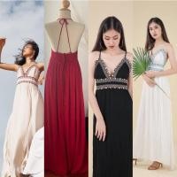 ราคา ราคาส่ง เดรสโบฮีเมี่ยน เดรสยาวคล้องคอ เดรสงานปัก ด้านหลังผูกได้หลายแบบคุ้มมาก (12577324749)